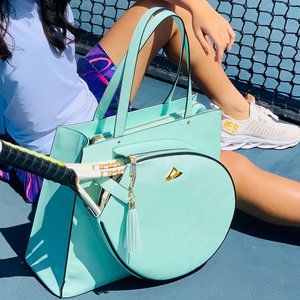 MAYA WOMEN TENNIS TOTE, MINT – GREEN, SAFFIANO PATTERN
